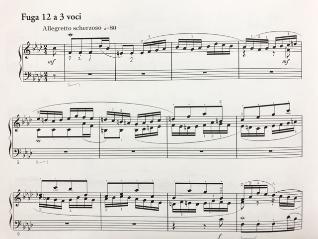平均律クラヴィーア曲集第2巻 ヘ短調 フーガ 楽譜